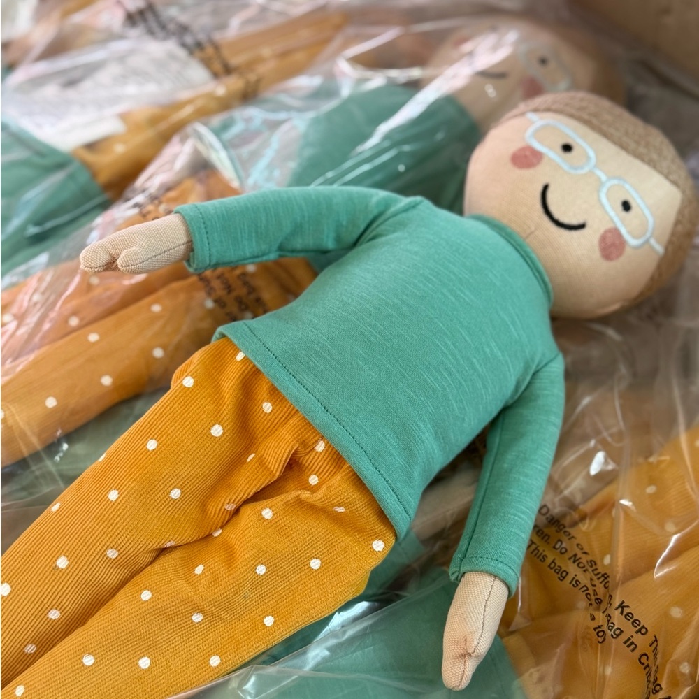Target Doll with Teal Shirt and Mustard Pants